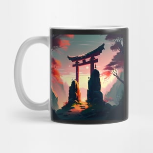 Orange Leaves and Japanese Torii Mug